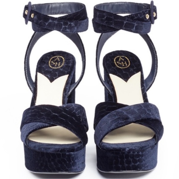 Ash Velvet Platform Chunky Heels - Picture 2 of 3